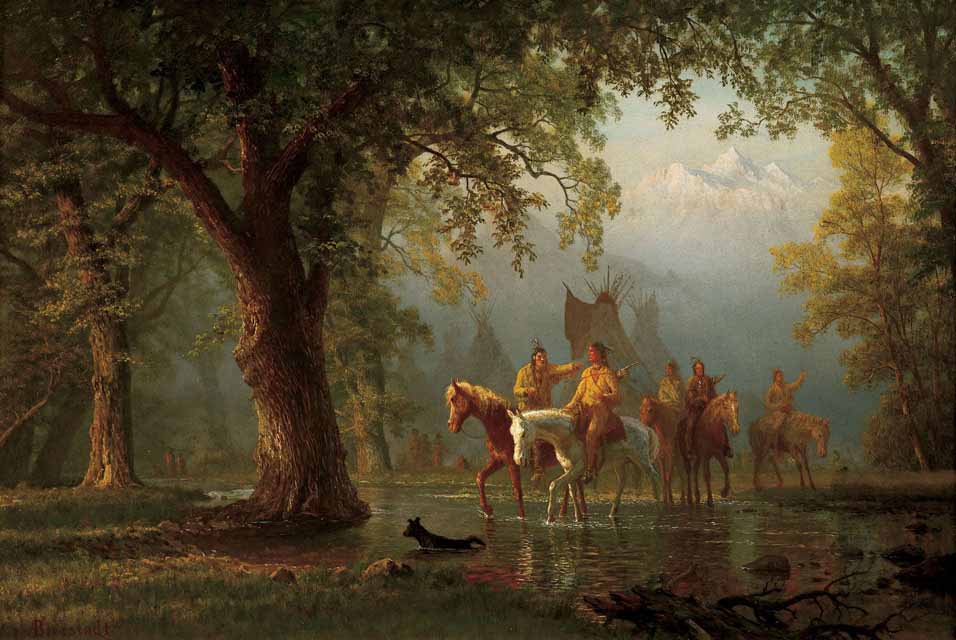 Albert Bierstadt Departure of an Indian War Party